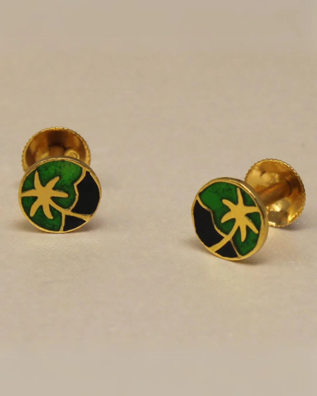 Modern chettinad one and a half sovereign gold studs by Mahila Jewellers