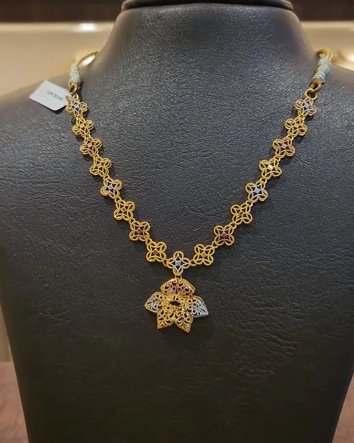 One sovereign gold hanging garden designer necklace by KGP Jewellers