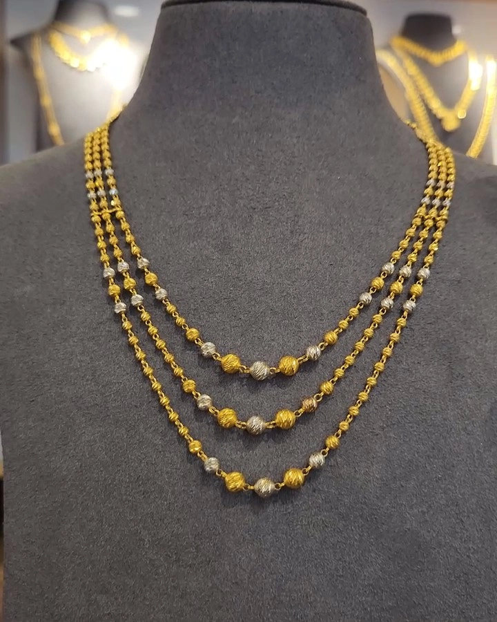 Triple layered three sovereign gold designer mani mala MHJGN017.webp
