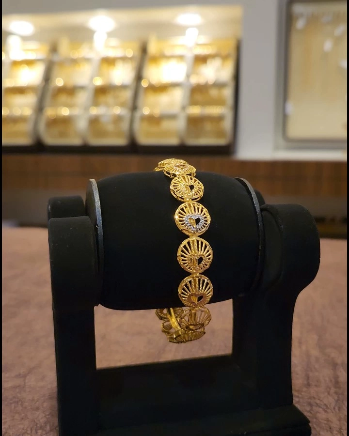Two sovereign Gold Bangle in heart rhodium design KGPGB001.webp